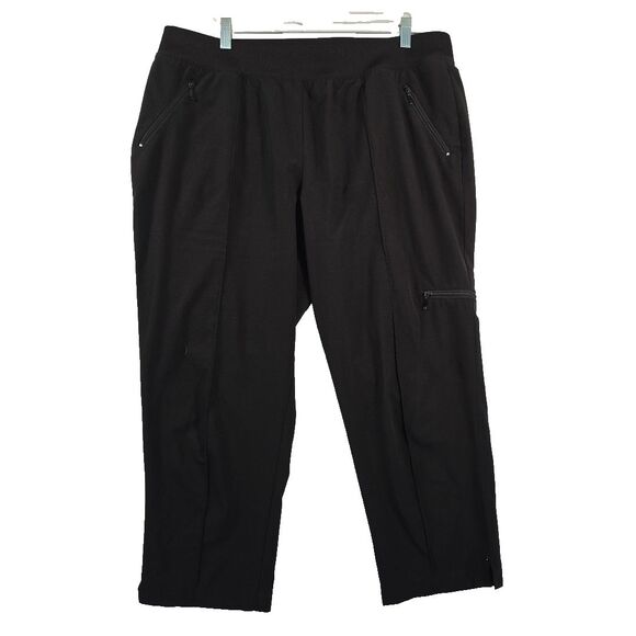 Zenergy by Chico's Cropped Cargo Ankle Pants Women's 2 (US 12) Pull On Black - Picture 1 of 11